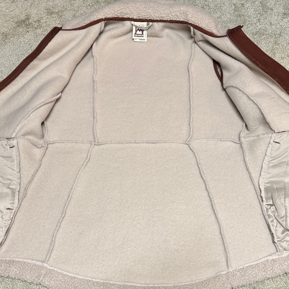 Long Cream and Brown Sherpa Vest - Picture 4 of 5